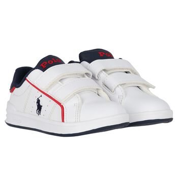 Younger Boys White Logo Trainers