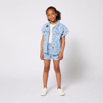 Girls Blue Logo Denim Shorts