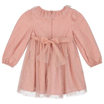 Younger Girls Pink Floral Tulle Dress