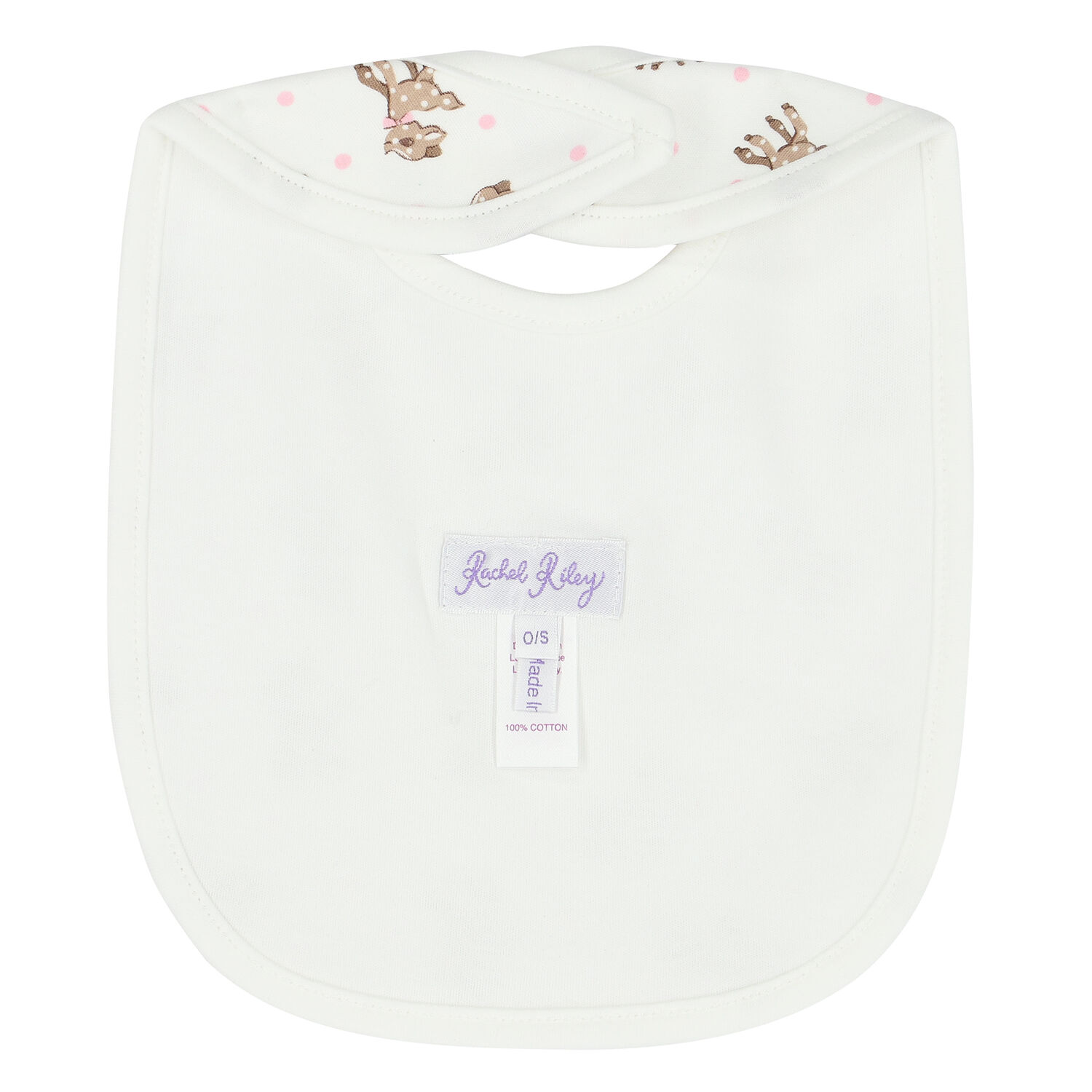Baby Girls Ivory & Pink Fawn Bib, 2, hi-res image number null