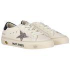 Girls Ivory & Silver Logo Trainers, 1, hi-res
