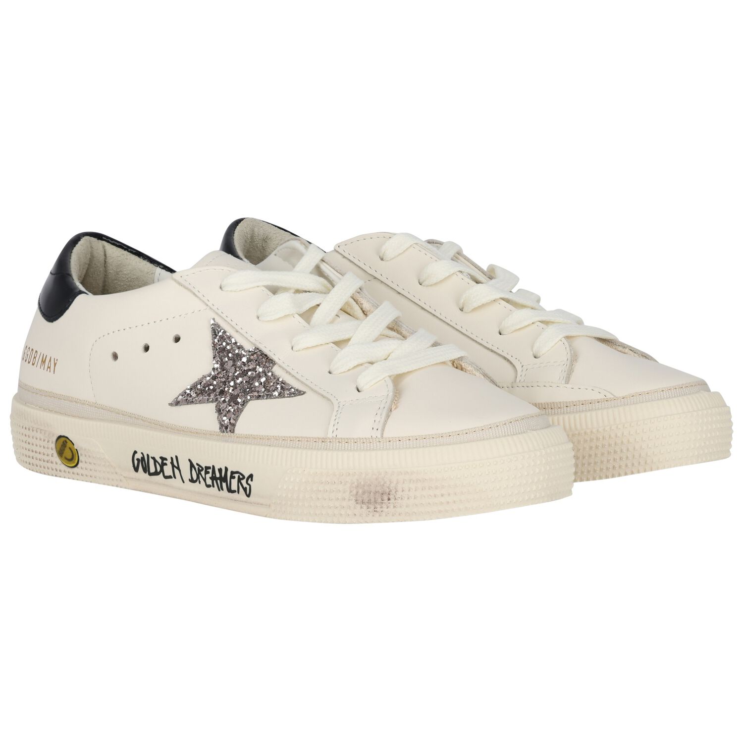 Girls Ivory & Silver Logo Trainers, 1, hi-res