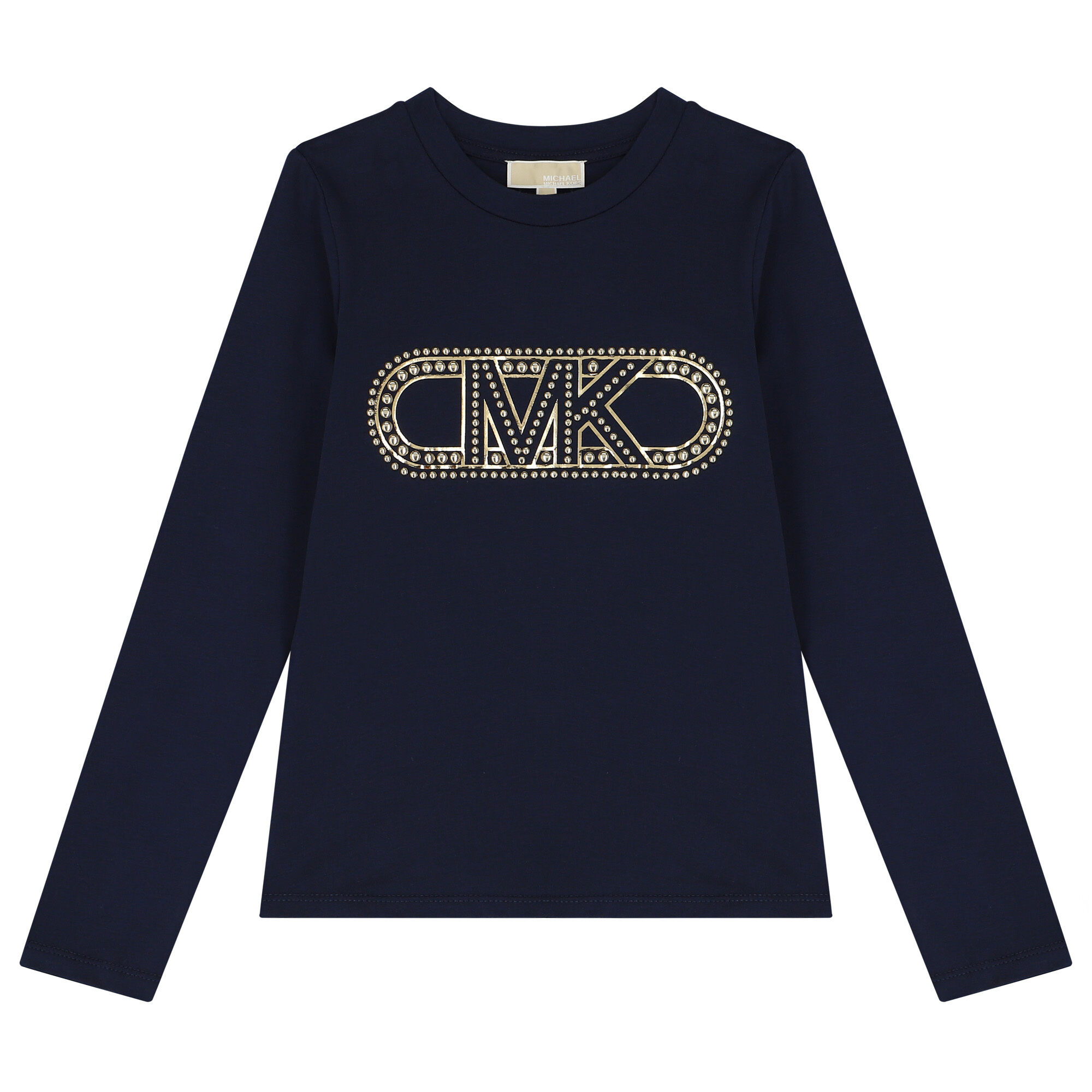 MICHAEL KORS Girls Navy Blue Logo Long Sleeve Top Junior Couture UK