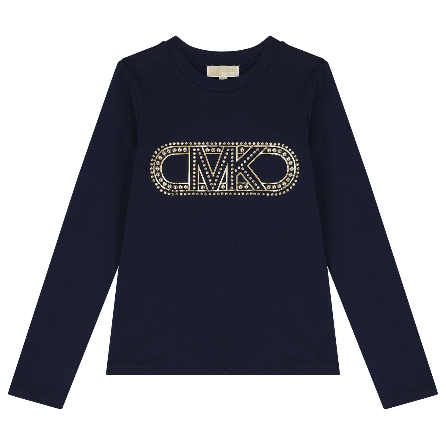 Girls Navy Blue Logo Long Sleeve Top, 1, hi-res