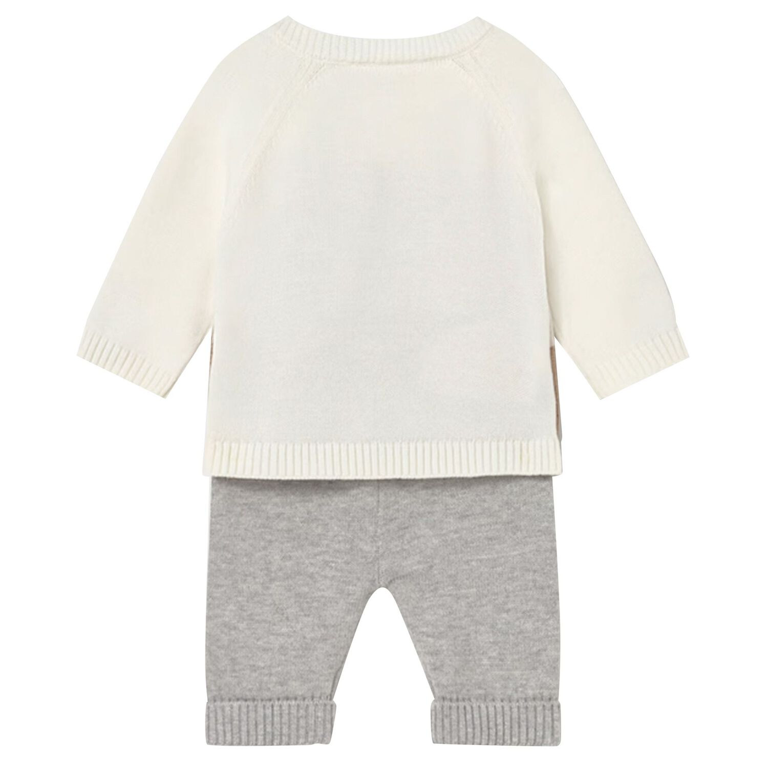 Baby Boys Ivory Knit Bunny Trouser Set, 1, hi-res