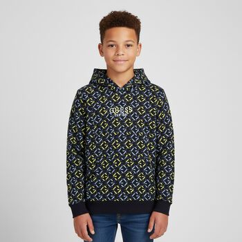 Boys Navy Blue Logo Hooded Top