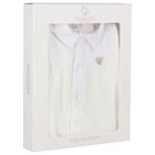 Baby Boys White & Ivory Teddy Bear Babygrow, 2, hi-res