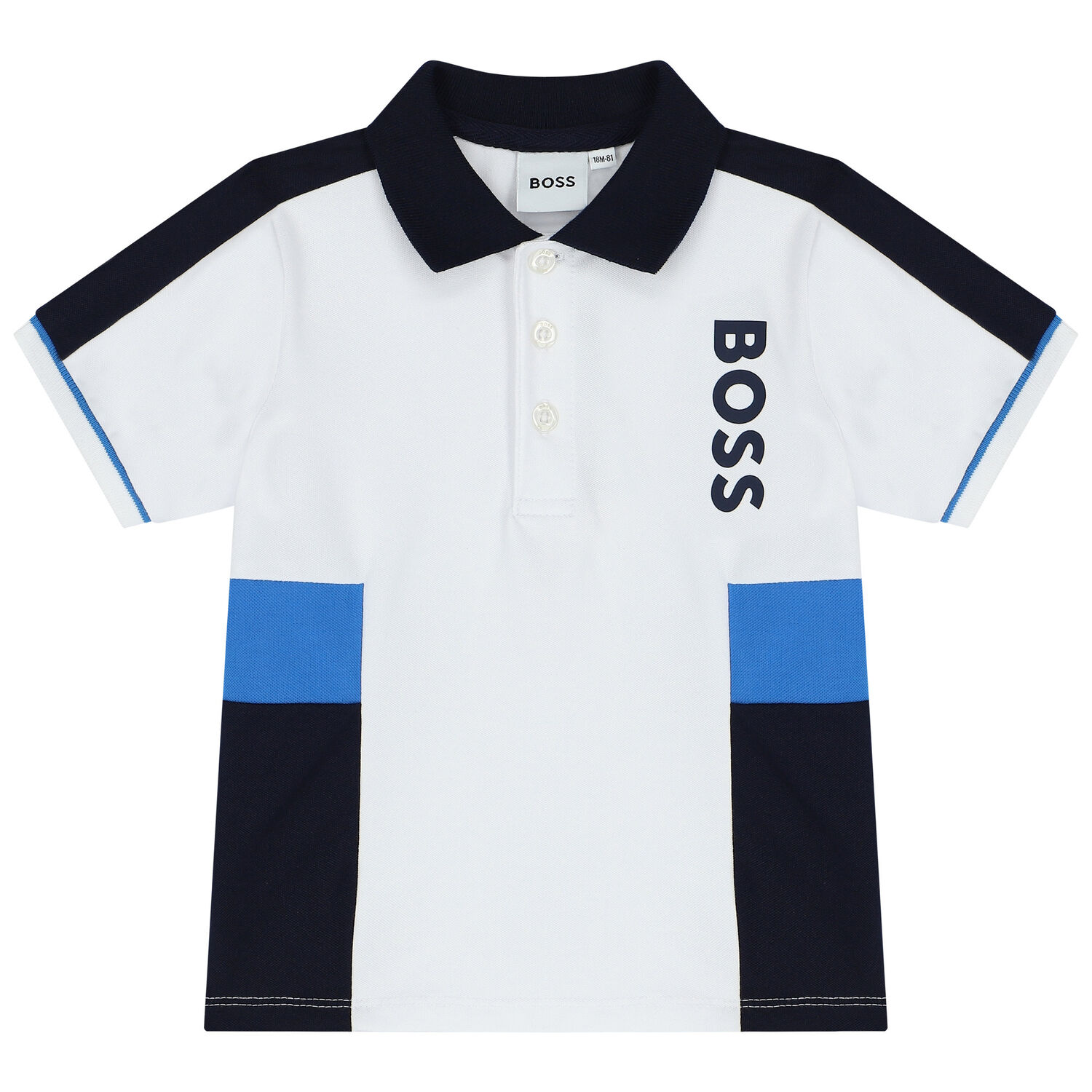 Younger Boys White Logo Polo Shirt, 2, hi-res