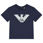 Younger Boys Navy Blue & White T-Shirt ( 3-Pack ), 1, hi-res