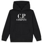 Boys Black Logo Hooded Top, 1, hi-res