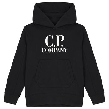 Boys Black Logo Hooded Top