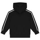Black Logo Hooded Zip Up Top, 1, hi-res