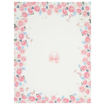 Baby Girls White & Pink Floral Blanket