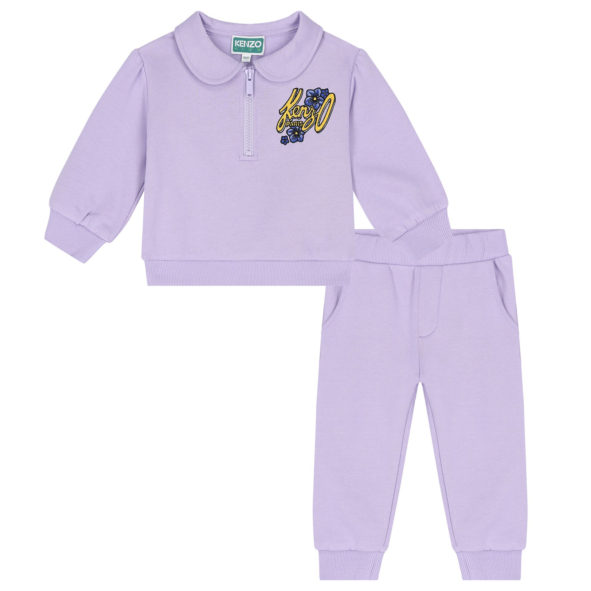 KENZO KIDS Younger Girls Purple Logo Tracksuit Junior Couture UK