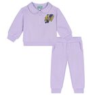 Younger Girls Purple Logo Tracksuit, 1, hi-res