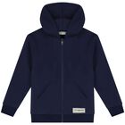 Navy Logo Hooded Zip Up Top, 1, hi-res