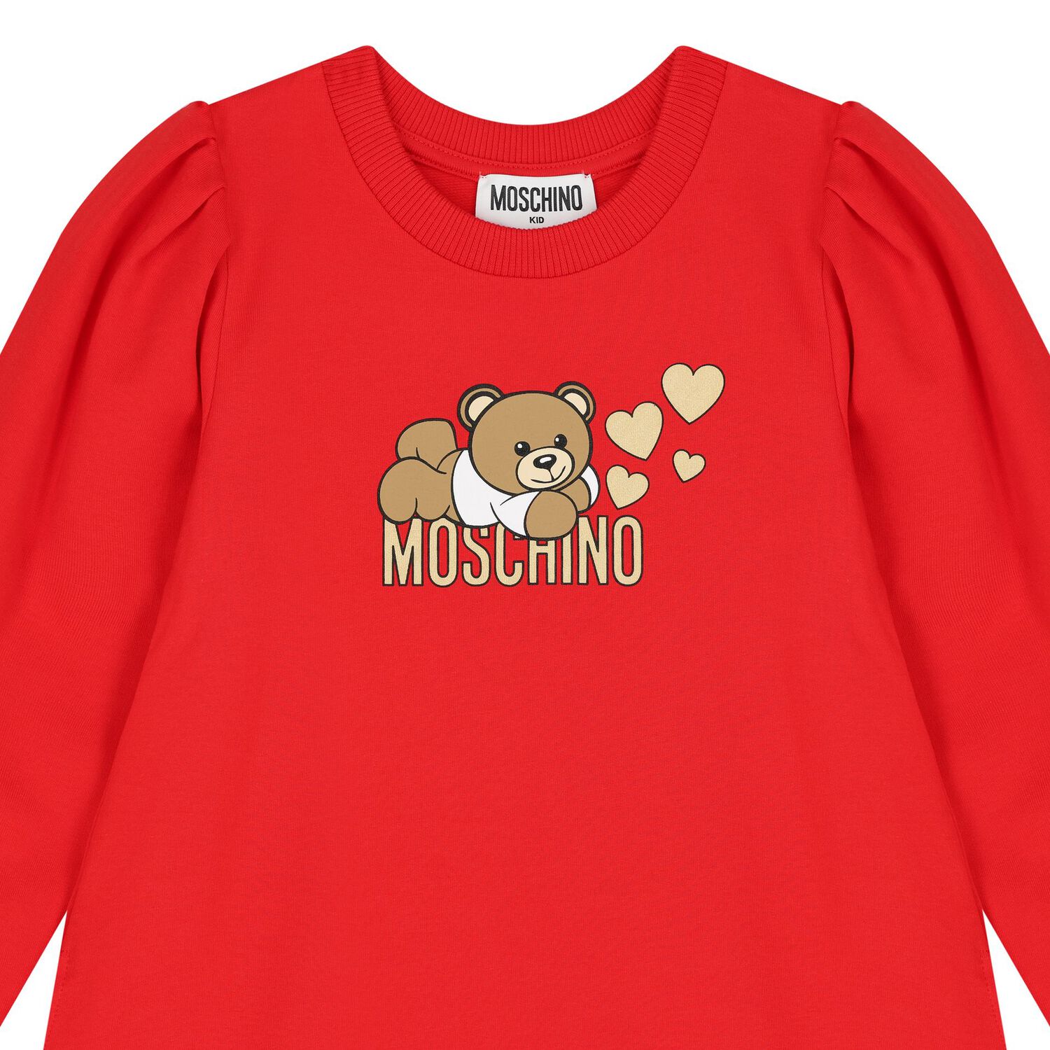 Girls Red Teddy Bear Logo Dress, 2, hi-res