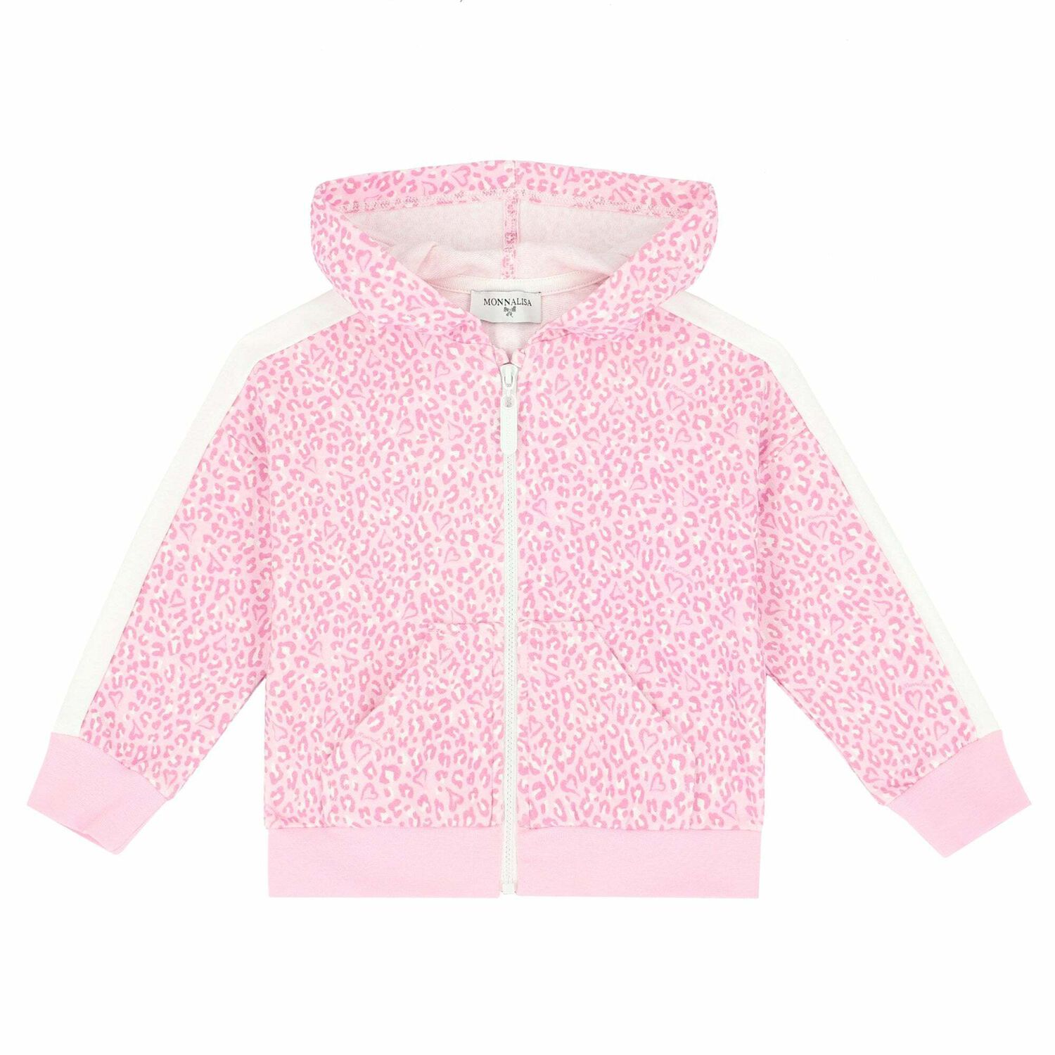 Younger Girls Pink Zip Up Top, 1, hi-res