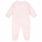 Baby Girls Pink Velour Babygrow, 1, hi-res