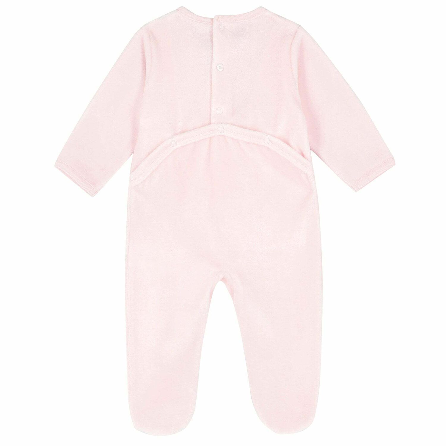Baby Girls Pink Velour Babygrow, 1, hi-res
