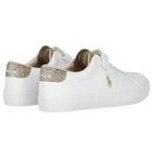Girls White & Gold Logo Trainers, 1, hi-res