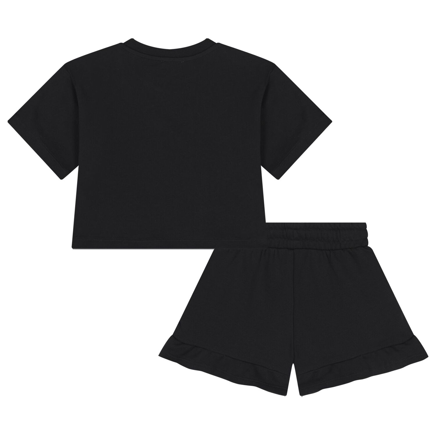 Girls Black Teddy Bear Logo Shorts Set, 1, hi-res