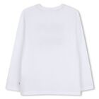 Boys White Logo Long Sleeve Top, 2, hi-res