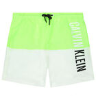 Boys Green & White Logo Swim Shorts, 2, hi-res