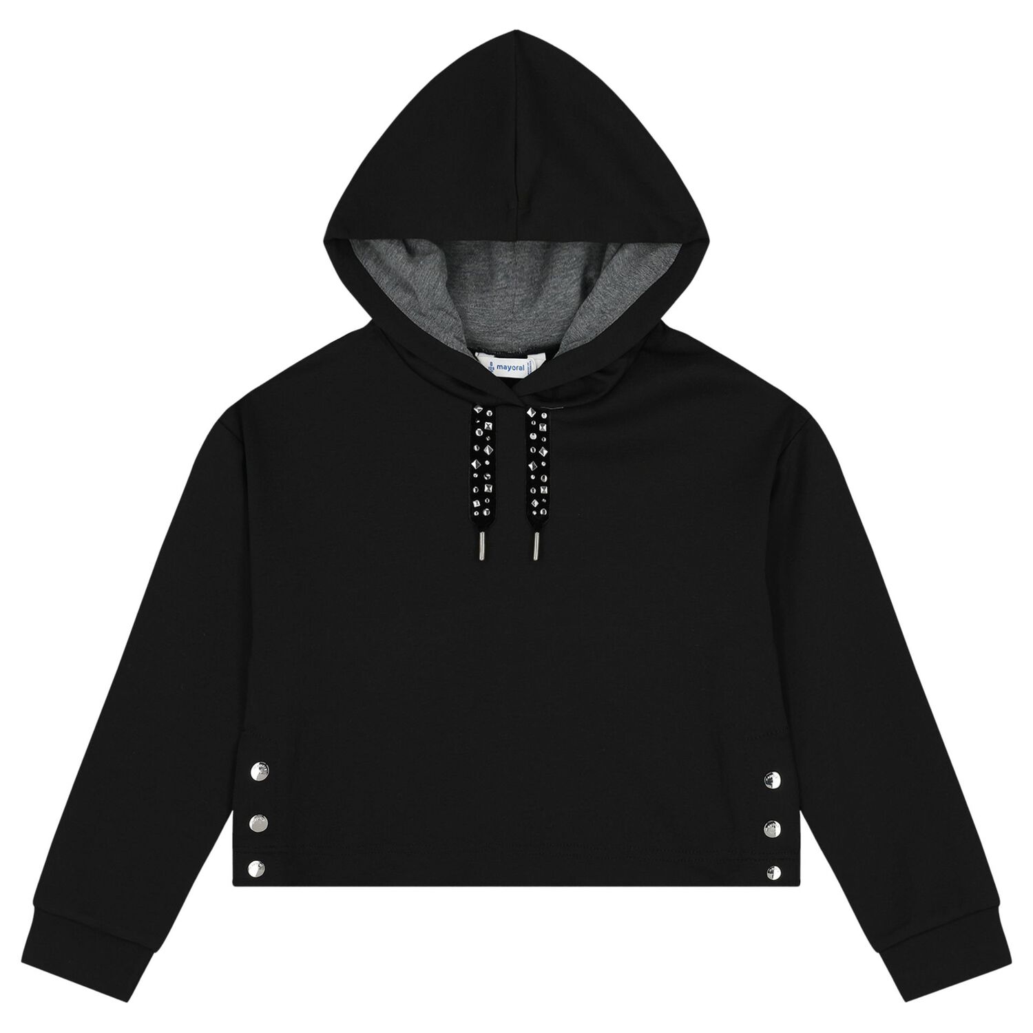 Girls Black Hooded Tracksuit, 2, hi-res image number null