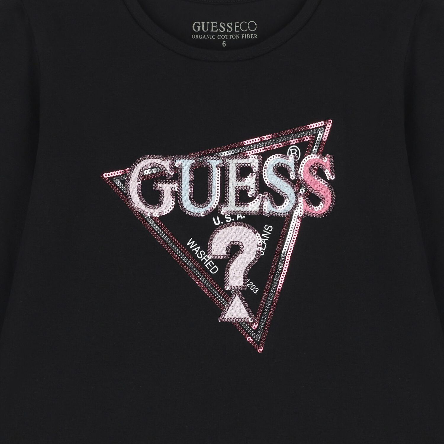 Girls Black Logo Long Sleeve Top, 4, hi-res image number null