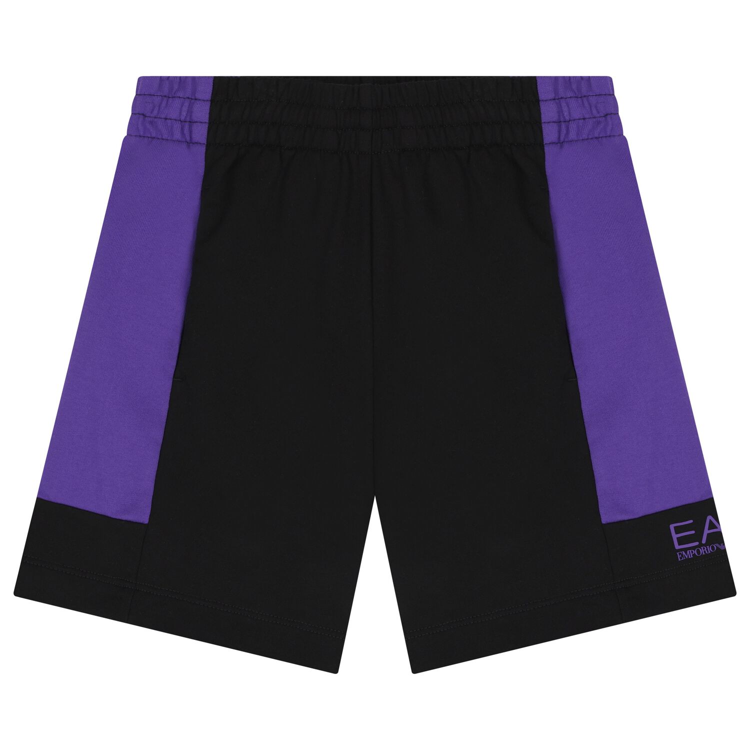 Boys Black & Purple Cotton Shorts, 1, hi-res