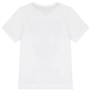 Boys White Teddy Bear Logo T-Shirt