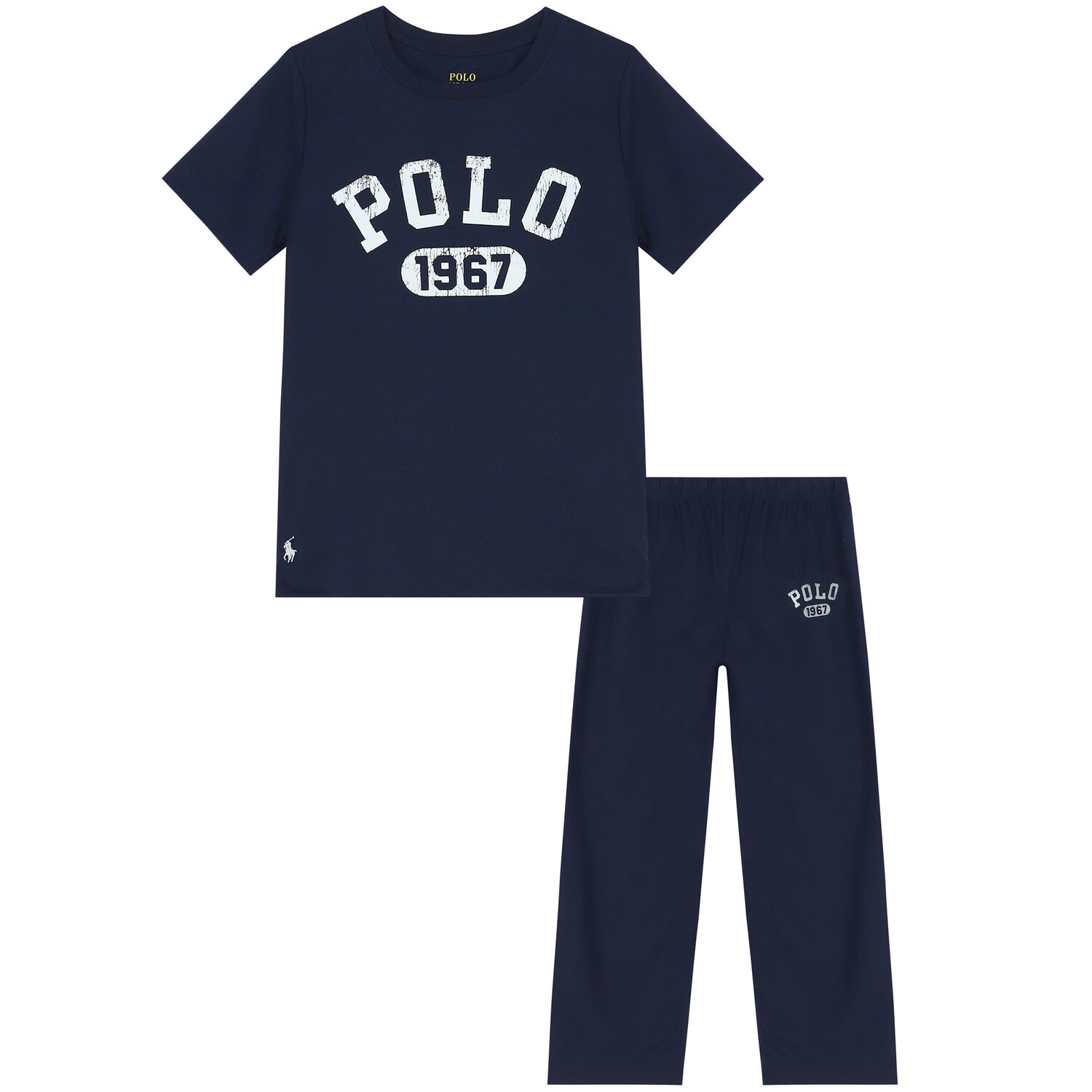 Boys Navy Logo Pyjamas, 1, hi-res