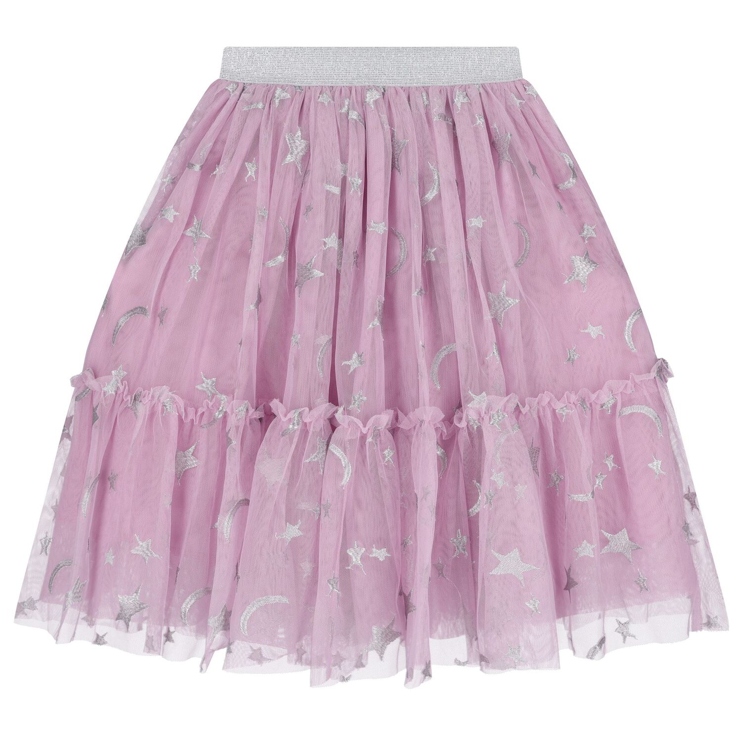 Girls Pink Tulle Stars Skirt, 1, hi-res