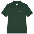 Boys Green Logo Polo Shirt, 2, hi-res