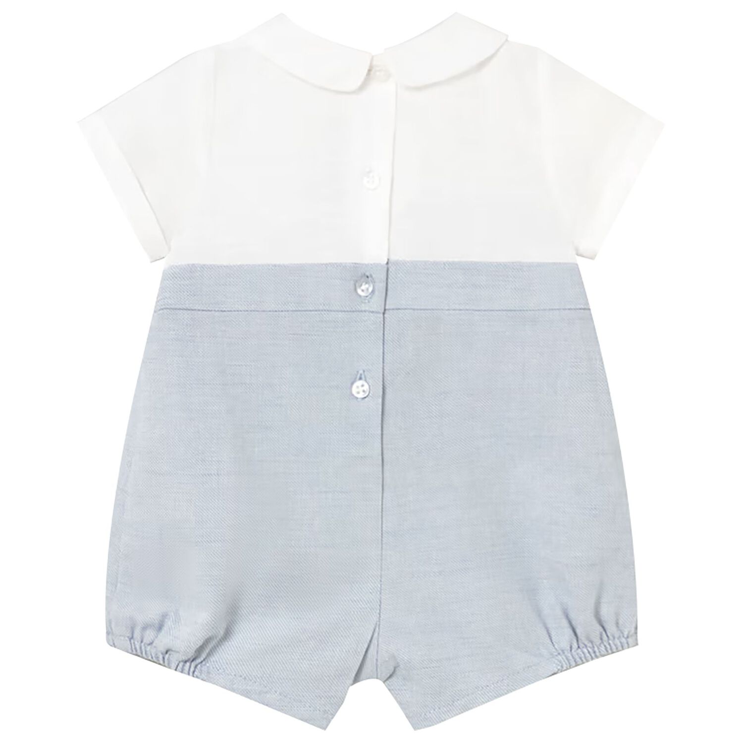 Baby Boys White & Blue Romper, 2, hi-res