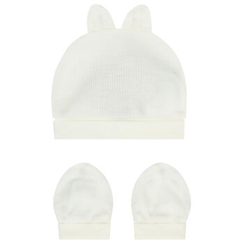 Ivory Hat & Mittens Set
