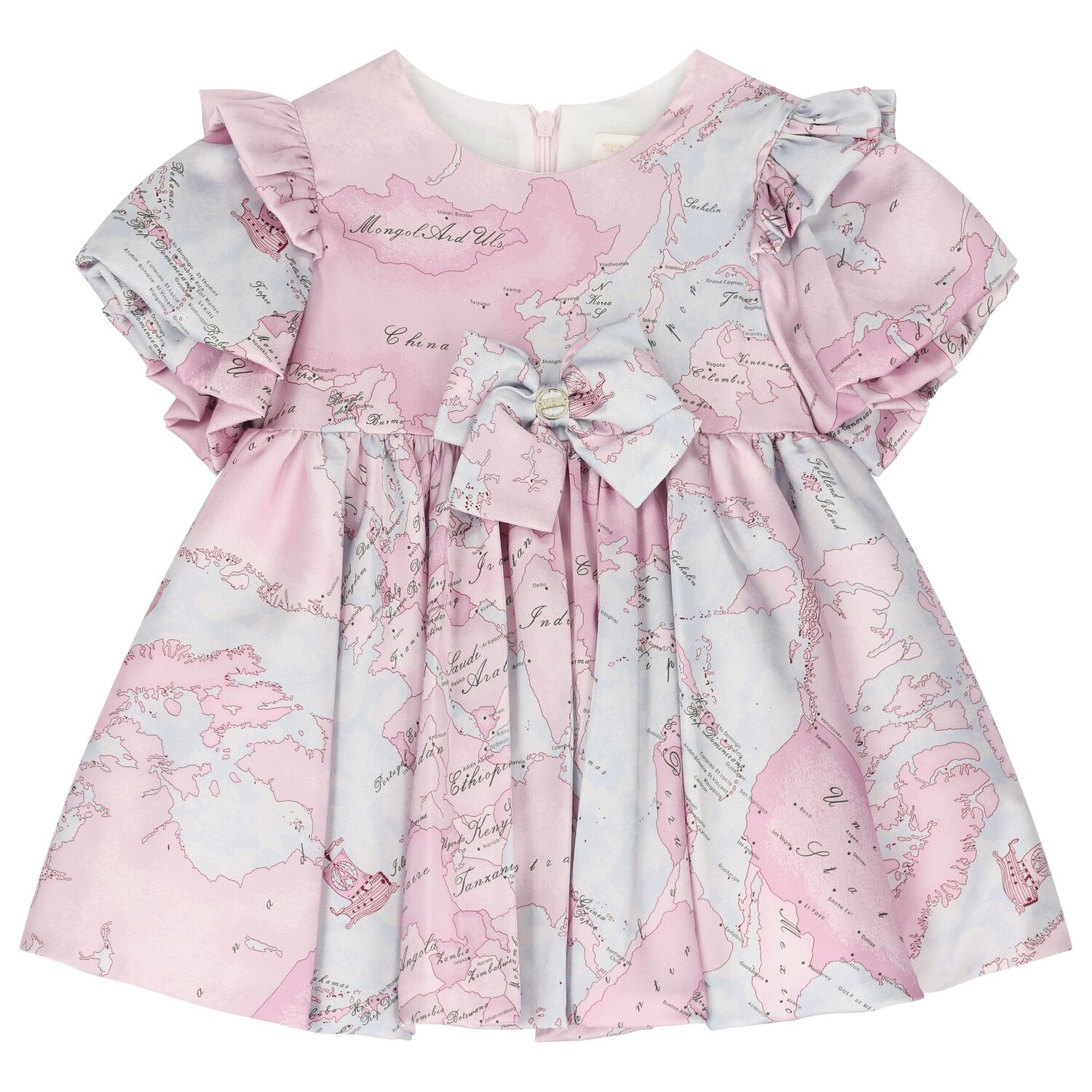 Younger Girls Pink & Blue Geo Map Dress, 1, hi-res image number null