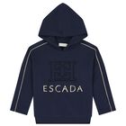 Girls Navy Blue Logo Hooded Top, 1, hi-res