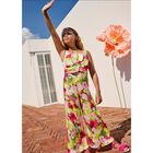 Girls Pink & Green Flower Satin Jumpsuit, 1, hi-res
