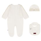 Ivory Logo Babygrow Hat & Bib Gift Set, 1, hi-res