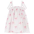 Girls White & Pink Bow Beach Dress, 1, hi-res