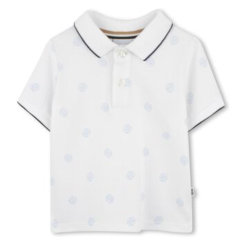 Younger Boys White Logo Polo Shirt