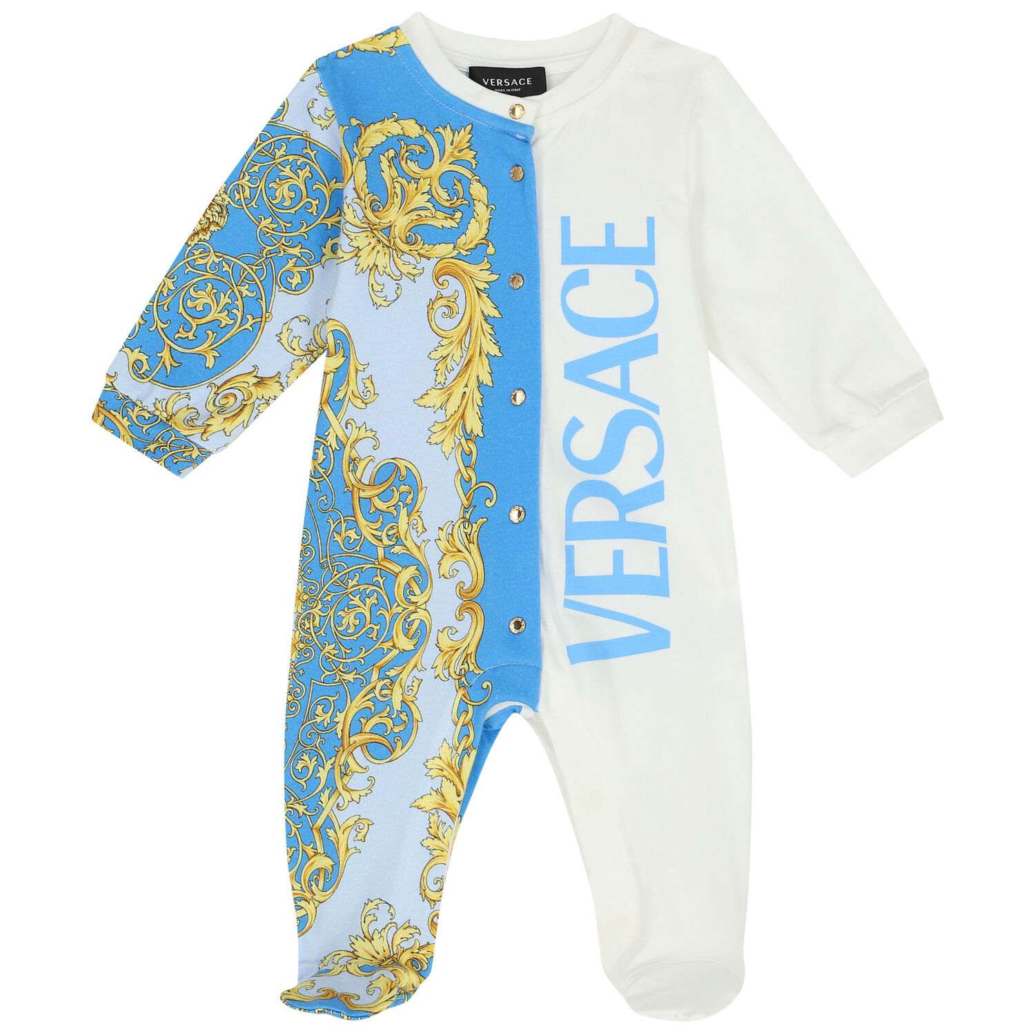 Baby Boys Blue & Ivory Logo Babygrow, 2, hi-res