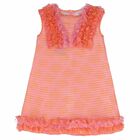 Girls Orange Stripe Dress, 1, hi-res