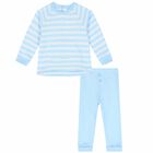 Baby Boys Blue & White Striped Tracksuit, 1, hi-res