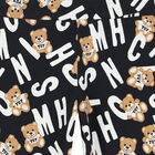 Girls Black Teddy Bear Logo Leggings, 1, hi-res