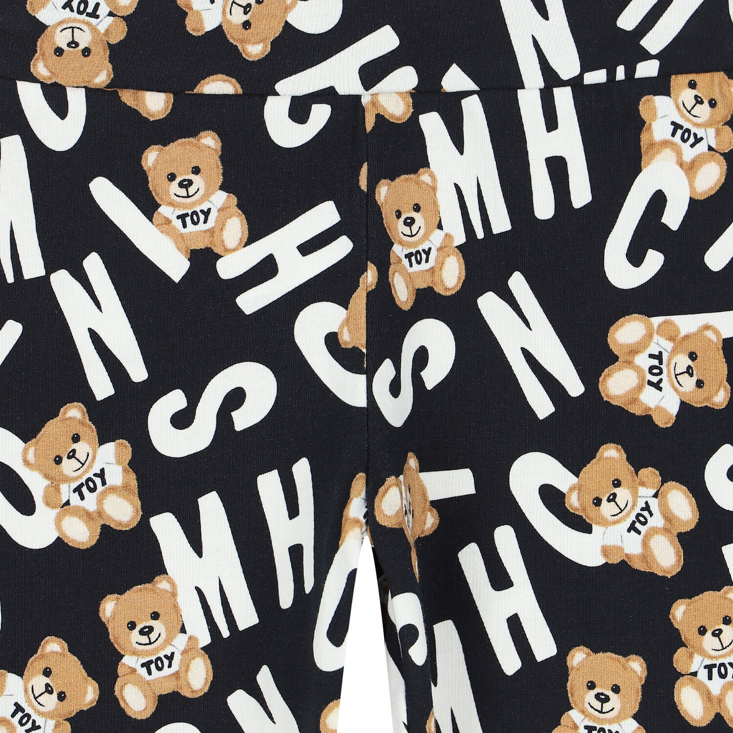 Girls Black Teddy Bear Logo Leggings, 1, hi-res image number null