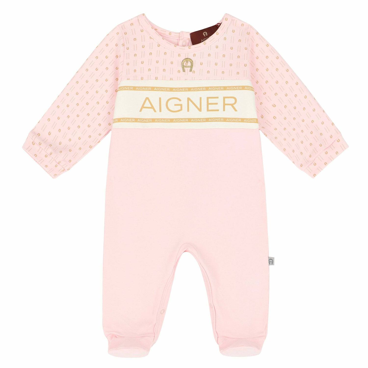 Baby Girls Pink & Gold Logo Babygrow, 3, hi-res image number null
