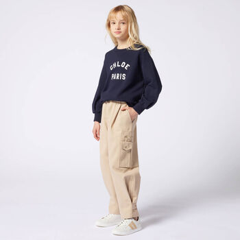 Girls Navy Blue Logo Sweatshirt